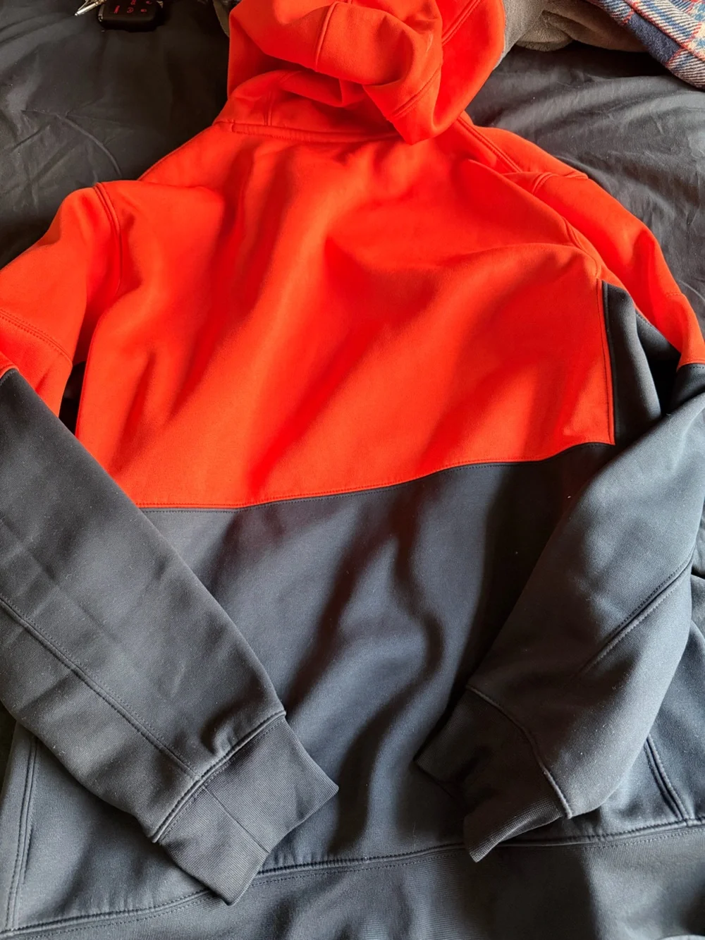 Nike Orange and Black Colorblock Hoodie